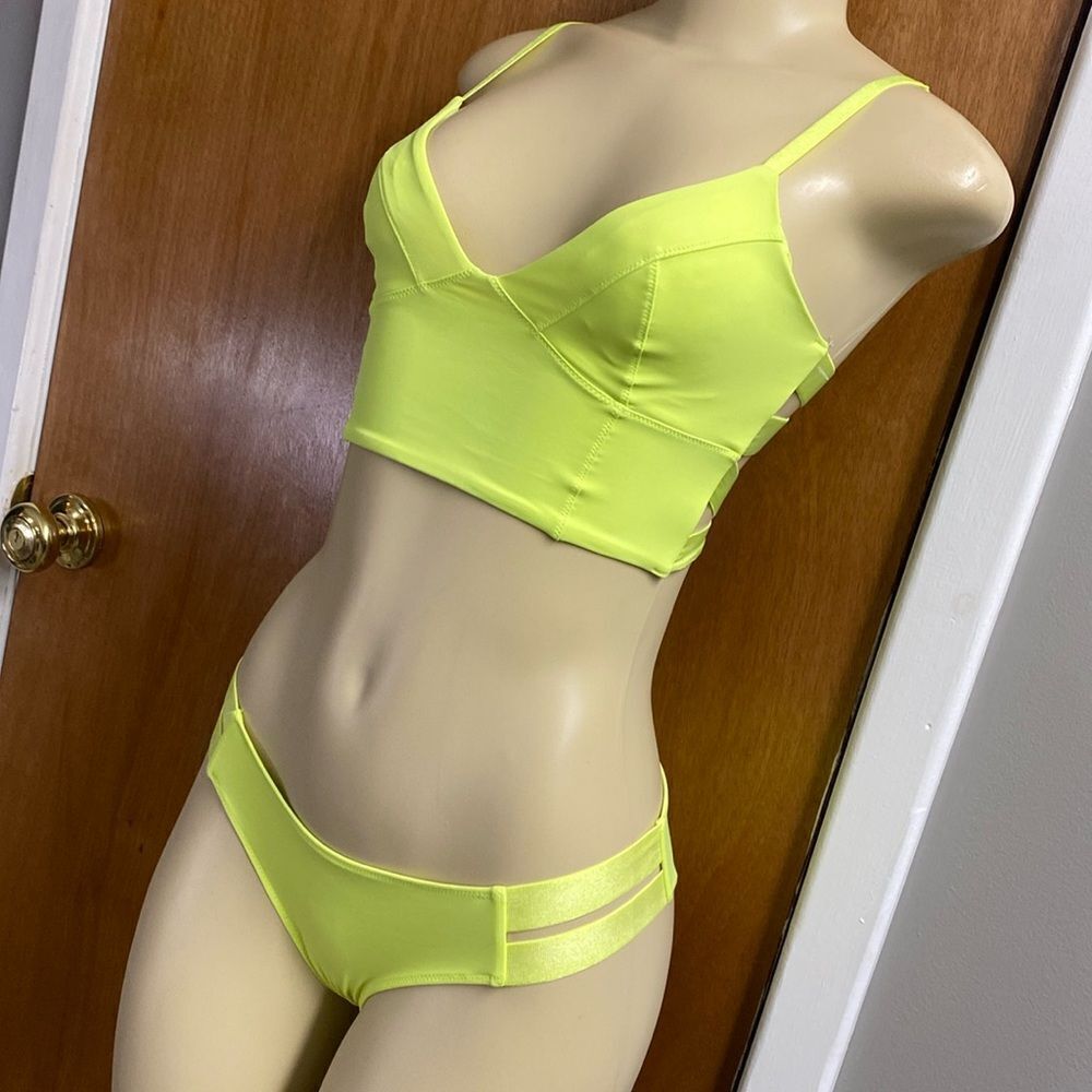 Victorias Secret Sexy Longline Swimsuit Bikini XS/ S Yellow Lime